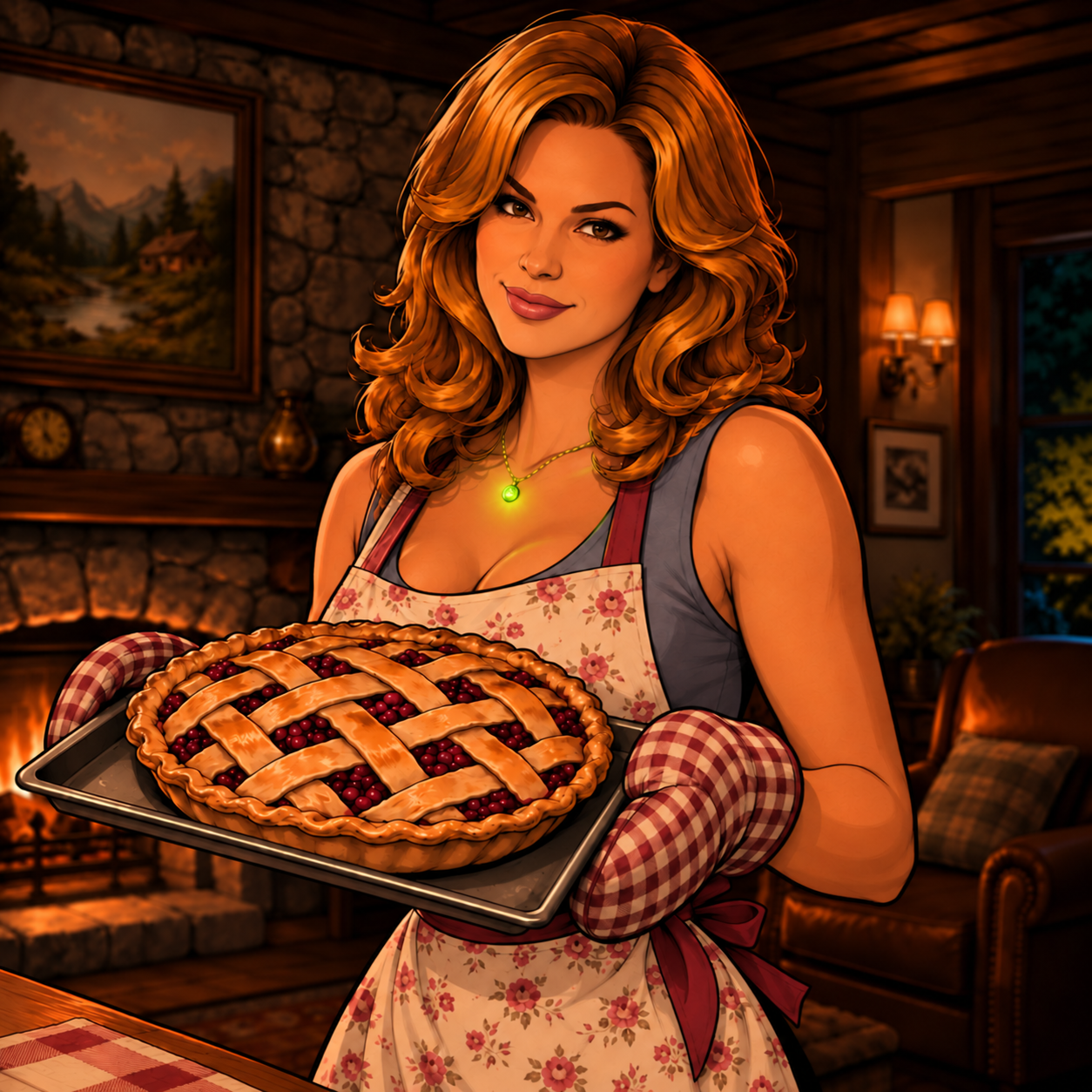 MILF character in a retro lifestyle scene.